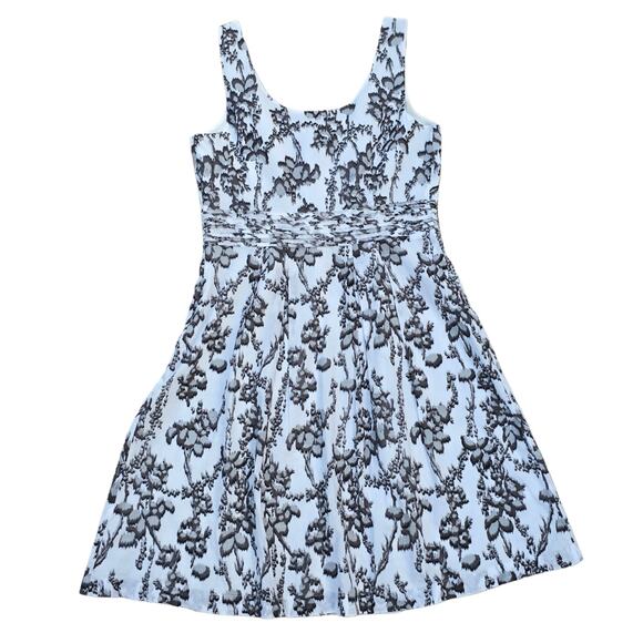 Lightweight Cotton Dress Loft Size 10 Sleeveless Gray White Floral Print NWT - Picture 7 of 8